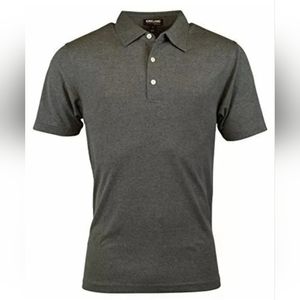 Mens Kirkland Signature Polo Shirt, Grey Short Sleeve Pique Performance Size XL